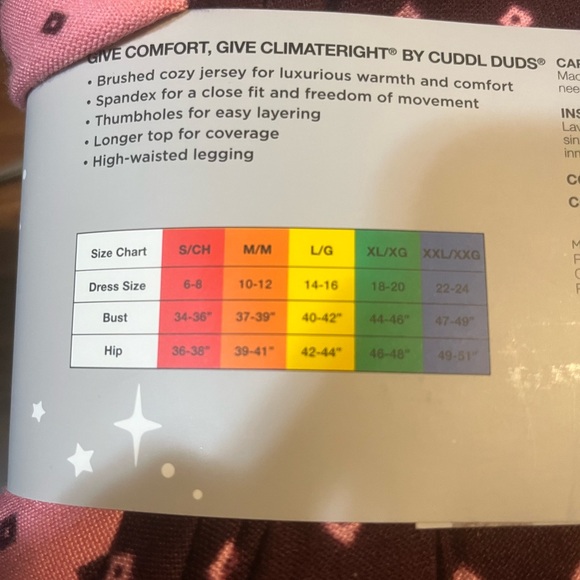 Cuddl Duds Pink and Purple Crew Neck and Legging Set - Picture 3 of 5